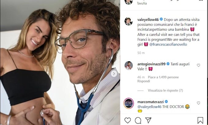 L'annuncio di Vale Rossi: "Divento papà di una bambina"