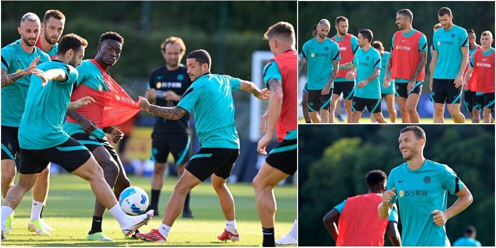 Inter, che intensità in allenamento. E Dzeko ha già feeling col gruppo