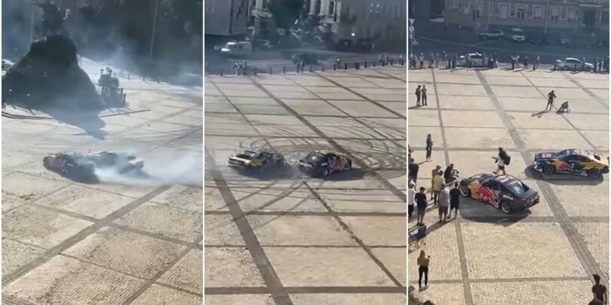 Red Bull, drift auto illegale a Kiev: il video della distruzione della piazza patrimonio UNESCO