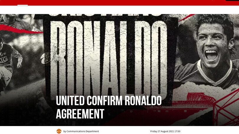 Ufficiale: Cristiano Ronaldo al Manchester United