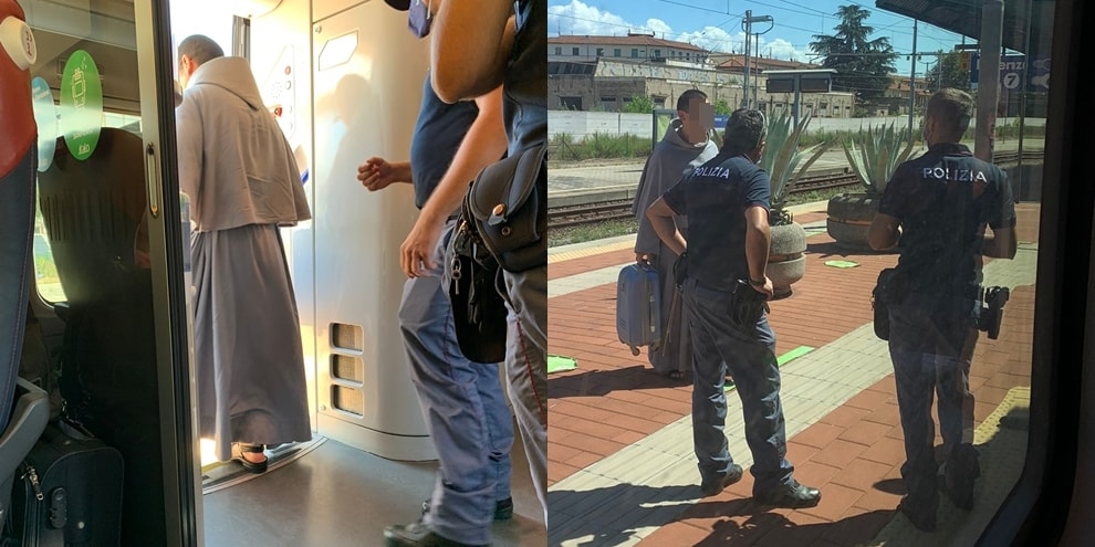 Un prete in treno senza green pass: portato via dalla polizia!