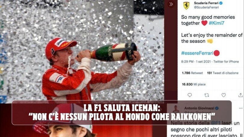 Dalla Ferrari a Nico Rosberg: l’addio della F1 a Kimi Raikkonen