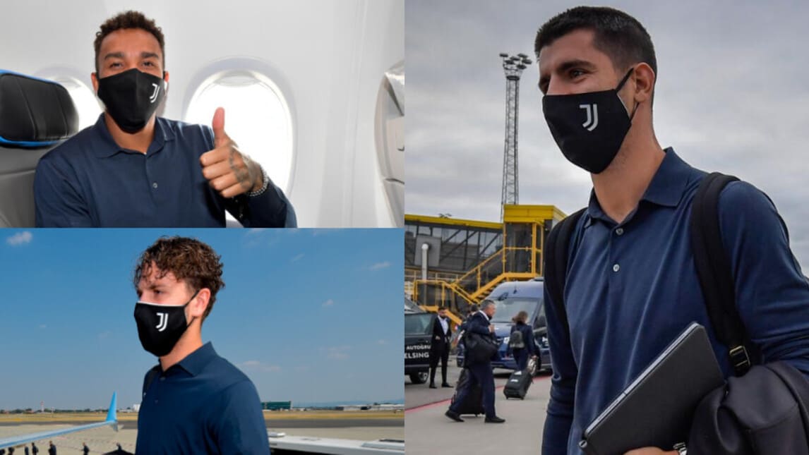La Juve vola a Malmo. Morata e Danilo sorridono sotto la mascherina