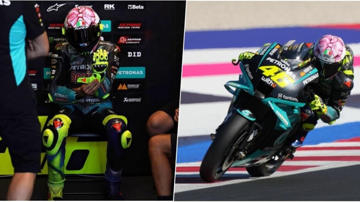 Valentino Rossi futuro papà: fiocco rosa sul casco a Misano