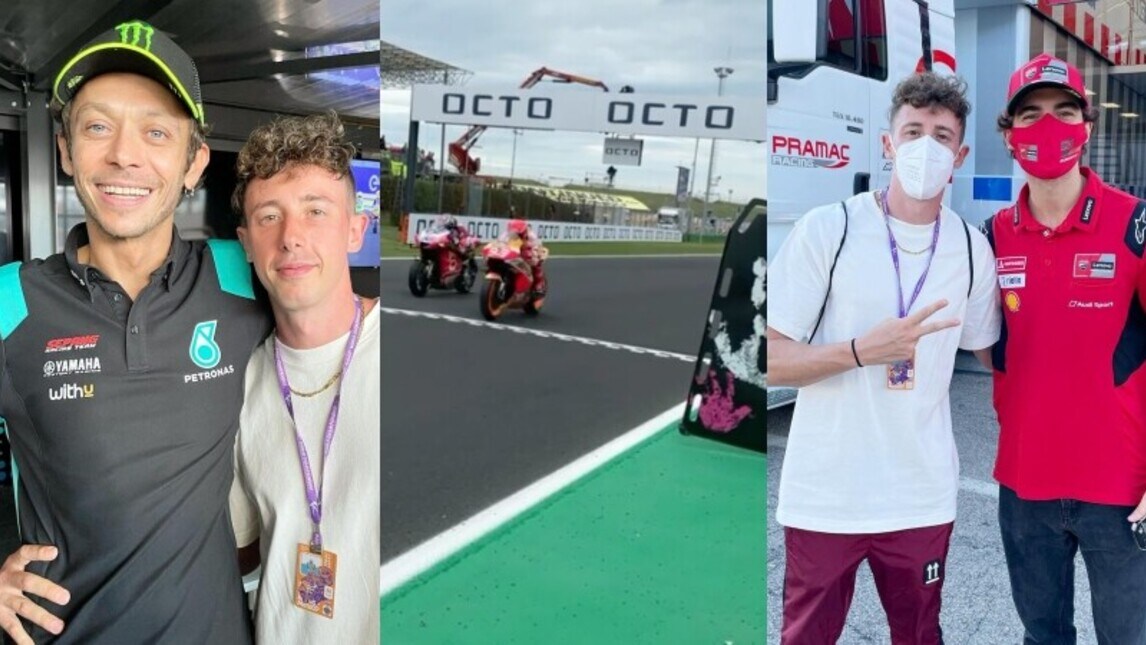 Shade e Valentino Rossi: che show a Misano per la vittoria di Bagnaia