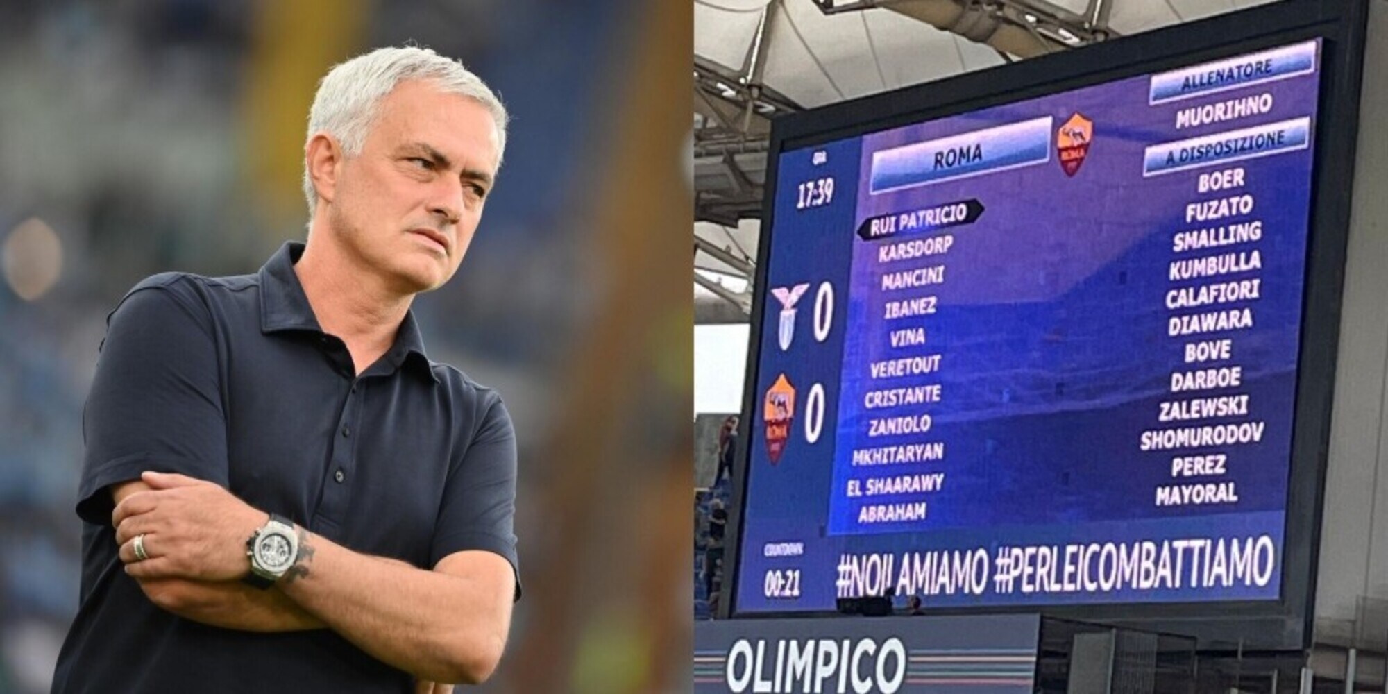 Derby, errore sui maxischermi: sbagliato il nome di Mourinho