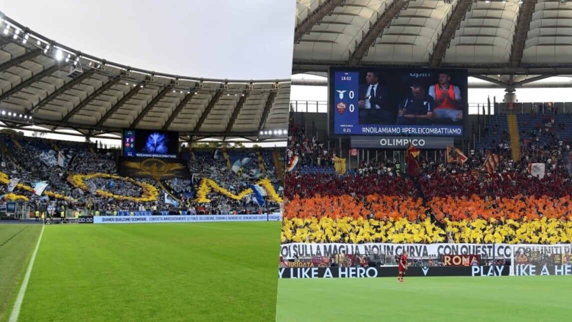 Lazio-Roma, coreografie da derby: spettacolo all’Olimpico