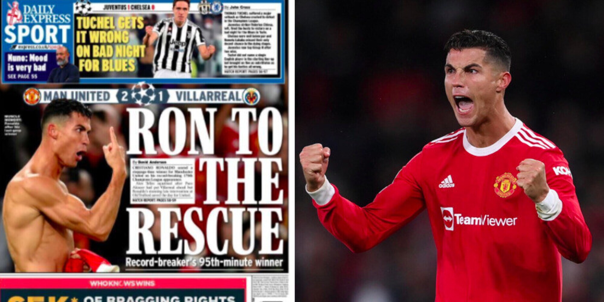 Ronaldo esaltato dai tabloid inglesi: "In soccorso dello United"