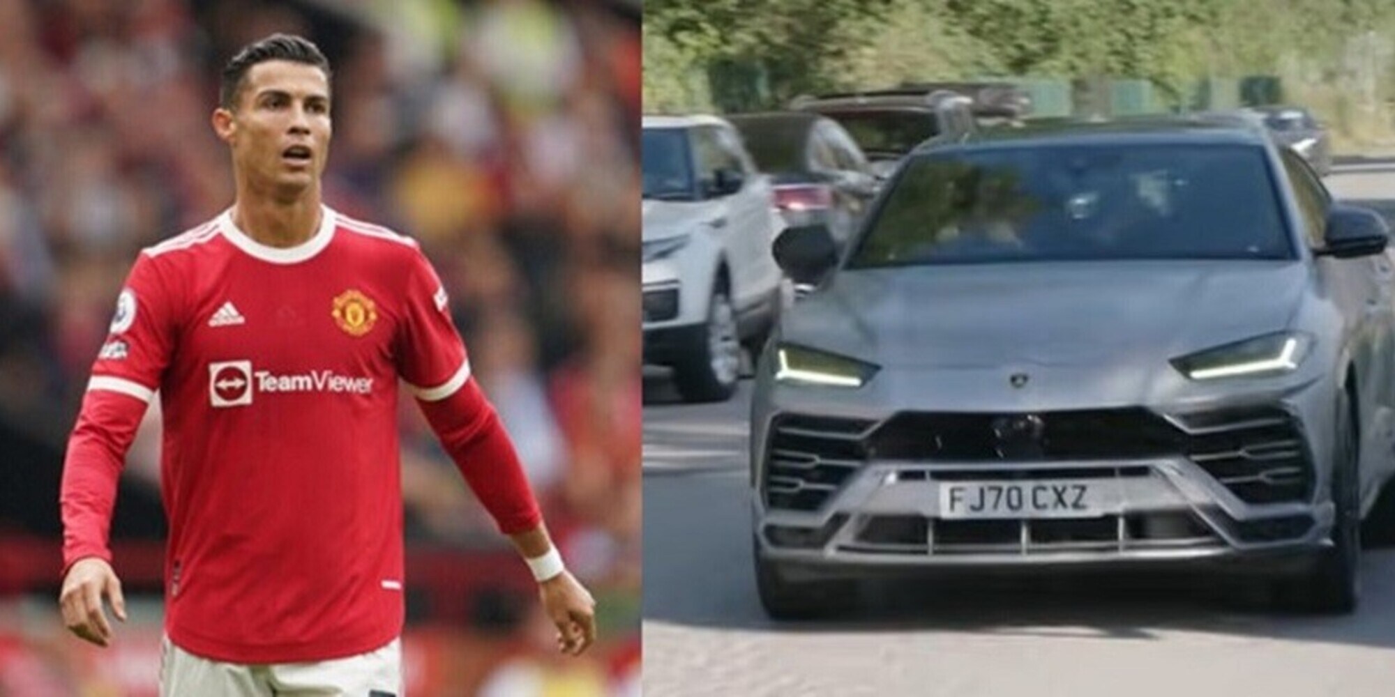 Cristiano Ronaldo, viaggio bagnato in Lamborghini Urus: la pozzanghera lo frega!