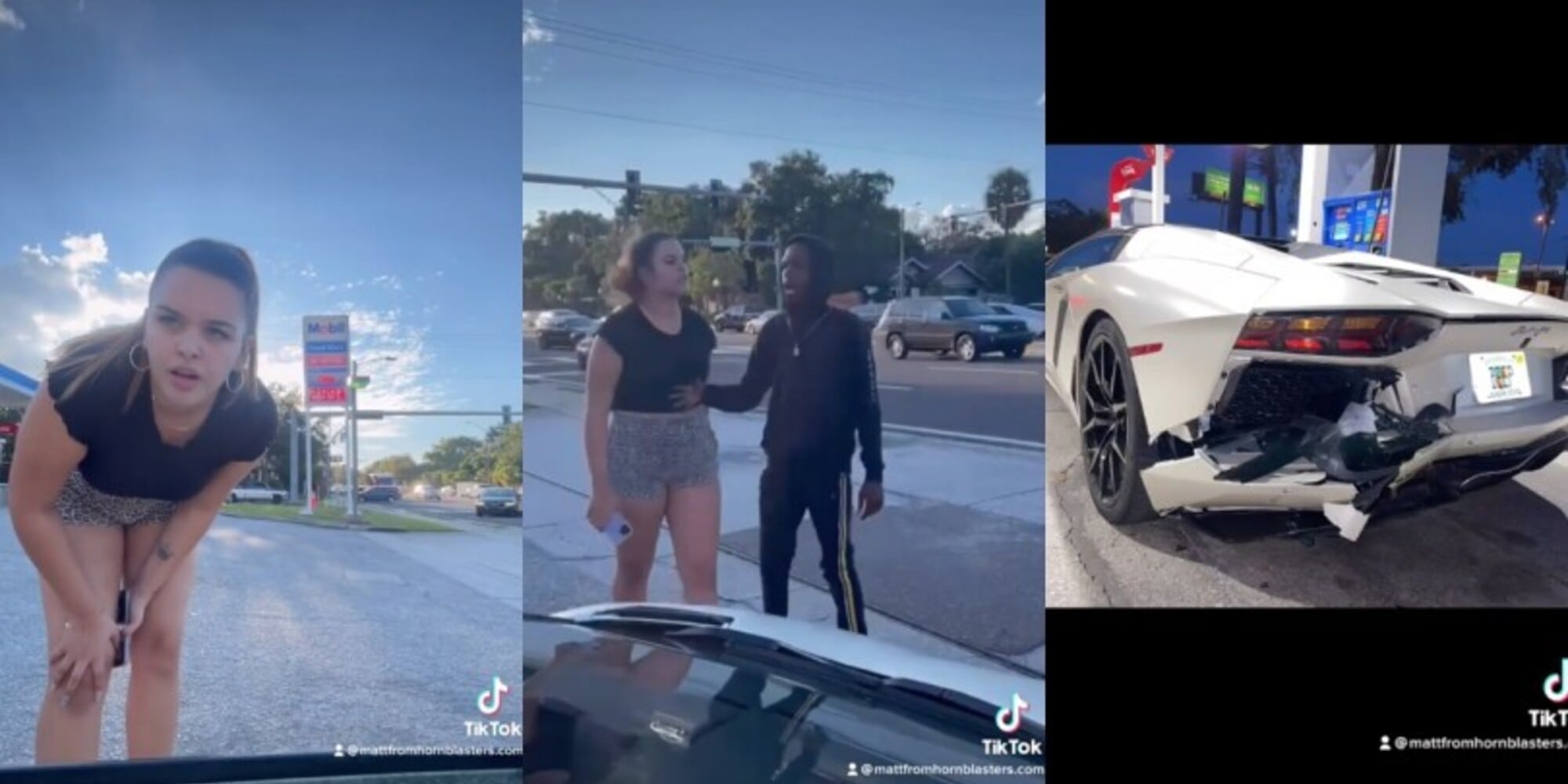 Con l'Audi danneggia la Lamborghini e tenta la truffa: inchiodata dalle telecamere