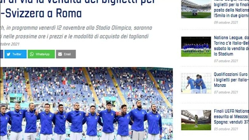 Ufficiale: Italia-Svizzera si giocherà a Roma