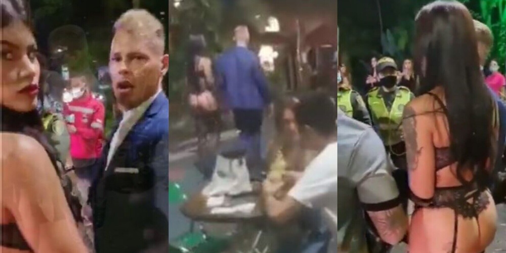 Colombia, uomo porta al guinzaglio una donna in lingerie