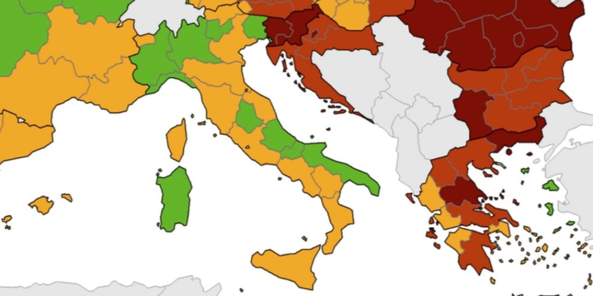 Covid, nuova mappa Ecdc: mezza Italia è in verde