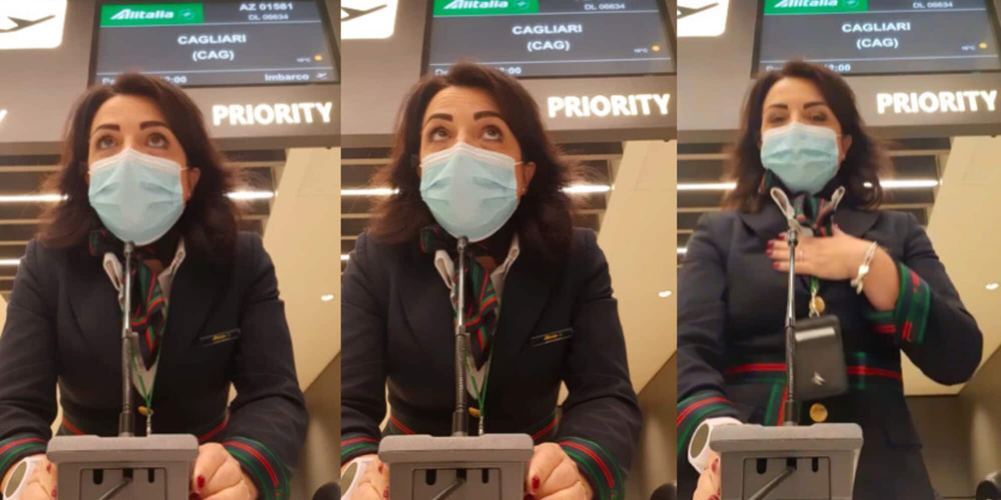 Alitalia: ultimo volo, il saluto commosso della hostess