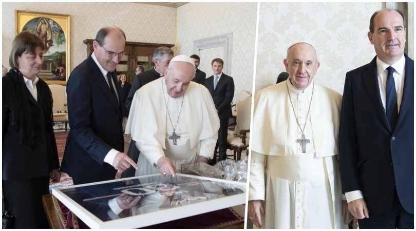 Castex e il regalo a Papa Francesco: la maglia di Messi autografata