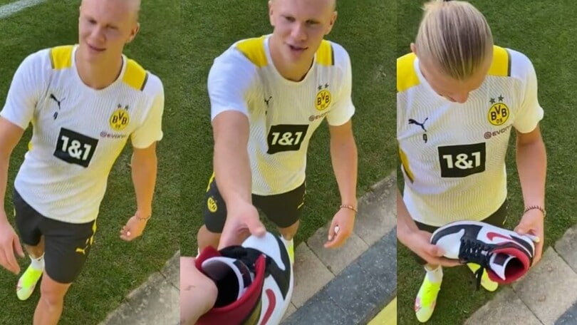 Haaland "ruba" le scarpe alla tifosa: lo scherzo è virale!
