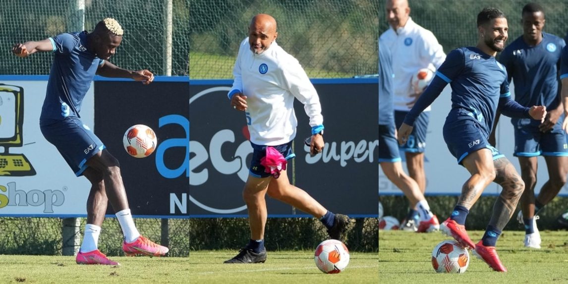 Napoli, Osimhen trascina anche in allenamento. Insigne, che sorrisi!