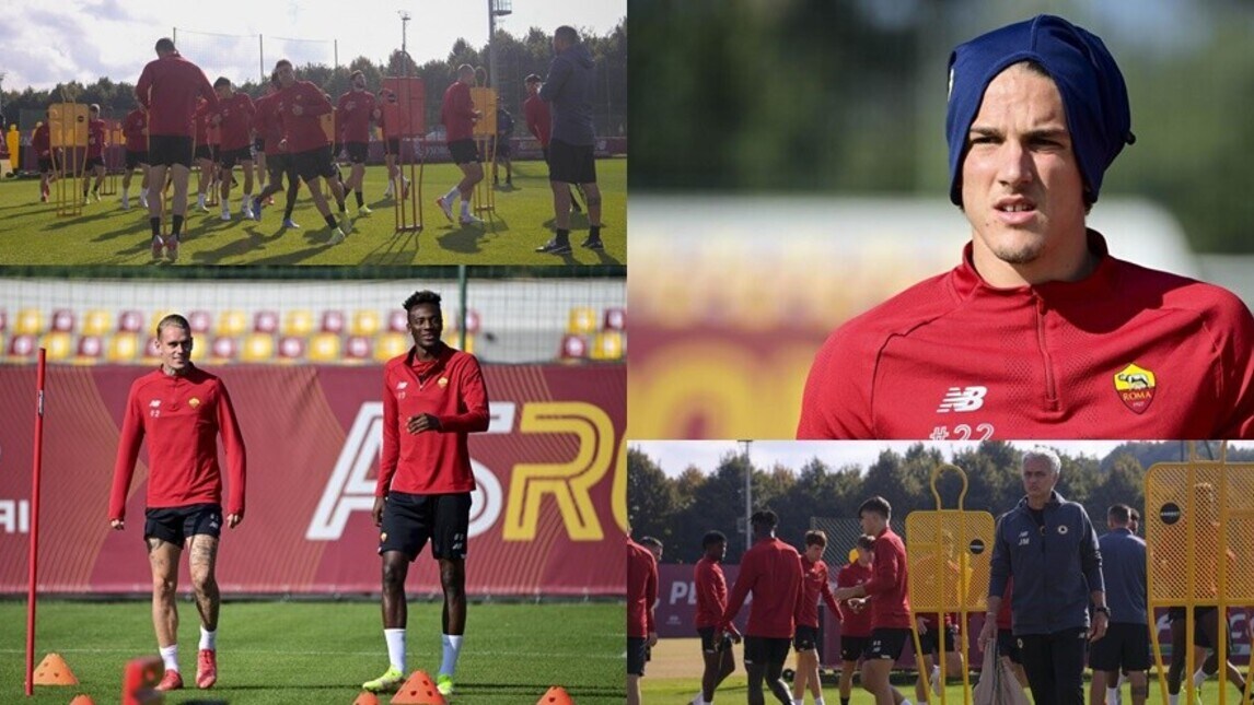 Mourinho spreme la Roma: Zaniolo osserva, Abraham scherza con Karsdorp