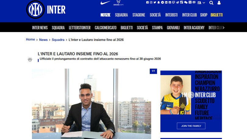 Ufficiale: Lautaro Martinez ha rinnovato con l'Inter fino al 2026