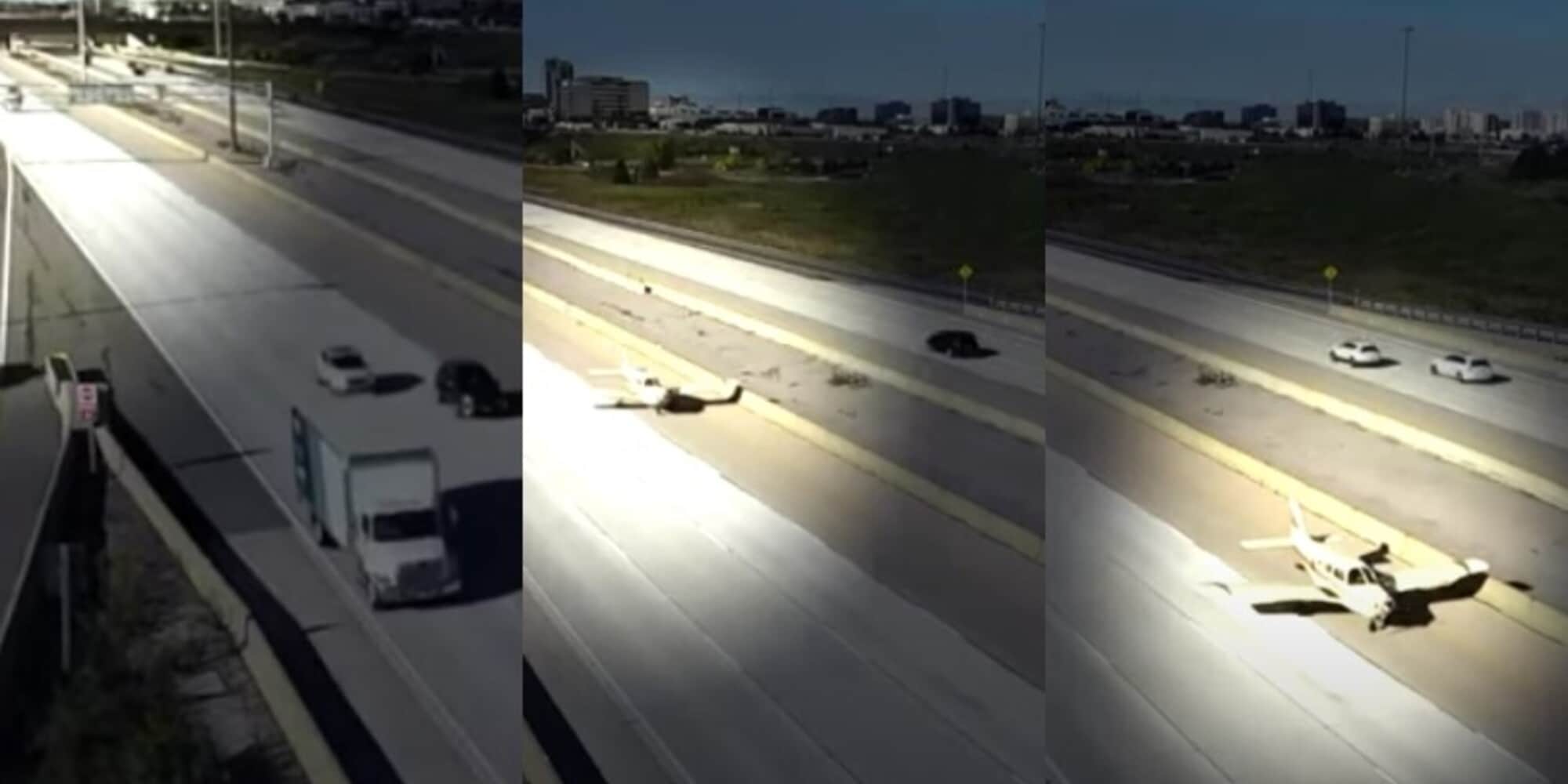 Clamoroso in autostrada: un aereo atterra tra le auto! VIDEO