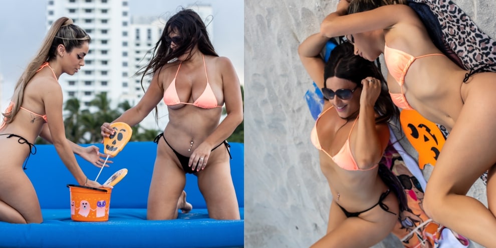 Claudia Romani e Cloe Greco, la festa di Halloween in spiaggia si fa bollente