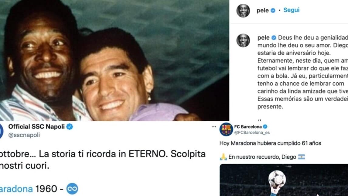 Il calcio celebra Maradona: pioggia di auguri sui social