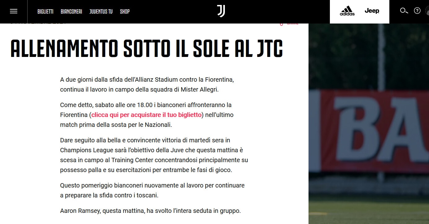 Verso Juve-Fiorentina, Ramsey si allena in gruppo
