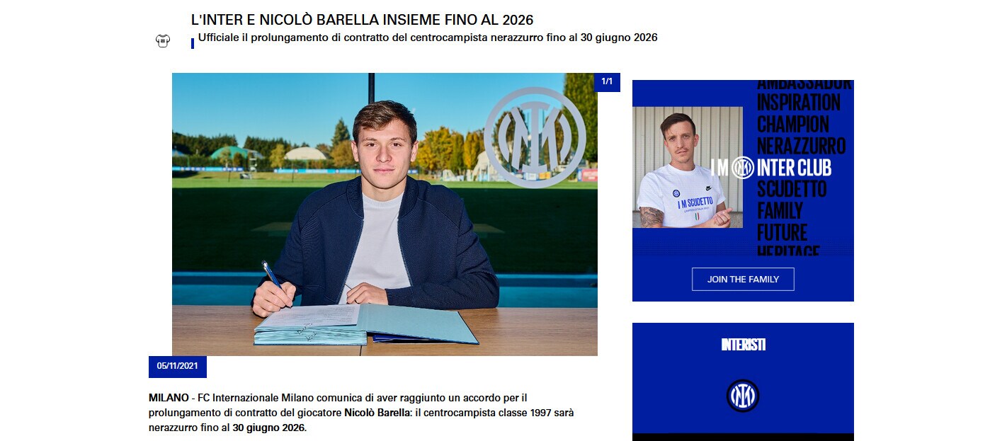 Ufficiale, Inter-Barella insieme fino al 2026