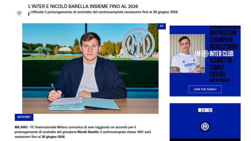 Ufficiale, Inter-Barella insieme fino al 2026