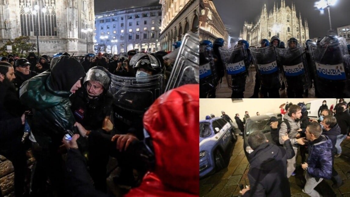 I no green pass a Milano: tensione e caos, interviene la polizia