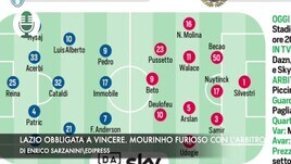Lazio obbligata a vincere. Mourinho furioso con l'arbitro
