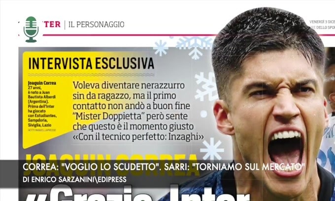 Correa: "Voglio lo scudetto". Sarri: "Torniamo sul mercato"