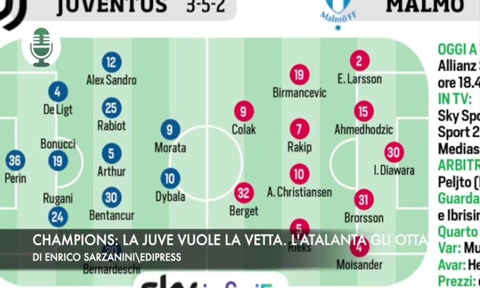 Champions: la Juventus vuole la vetta, l'Atalanta gli ottavi