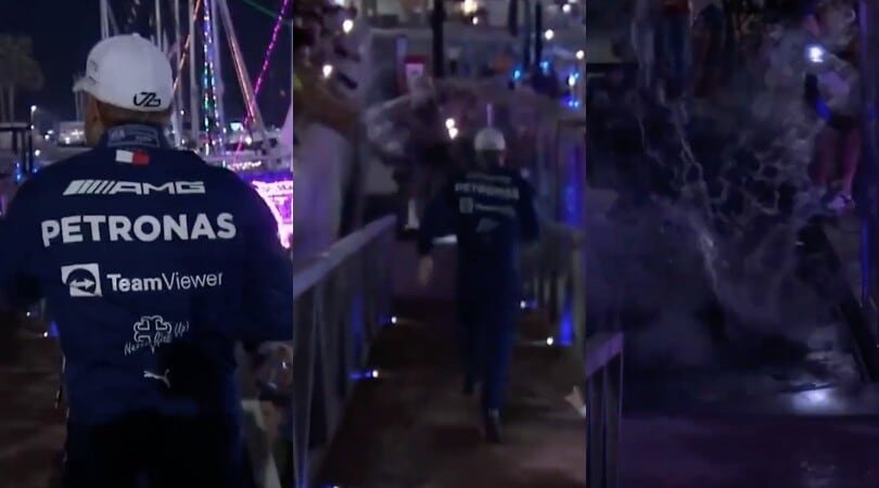 Bottas, altro che polemiche Mercedes: si tuffa a bomba dopo la gara ad Abu Dhabi
