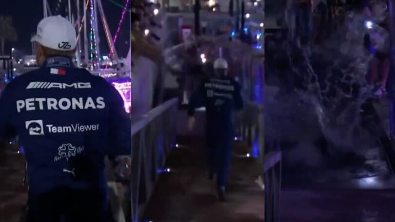 Bottas, altro che polemiche Mercedes: si tuffa a bomba dopo la gara ad Abu Dhabi