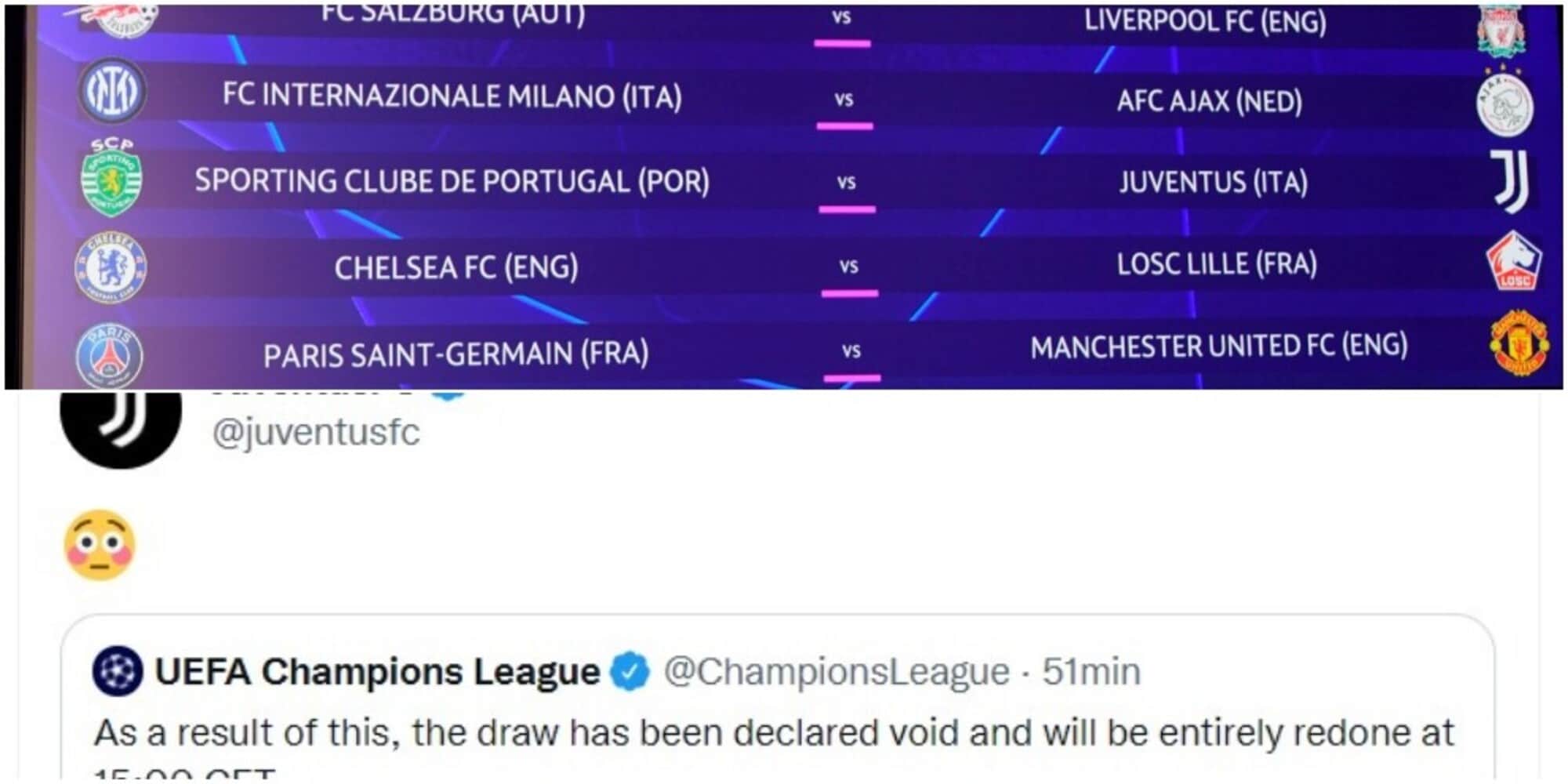 Juve, sorteggi Champions da rifare: la reazione social