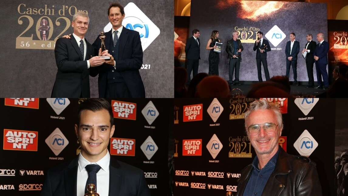 Caschi D'Oro e Volanti ACI 2021, sfilata di stelle da Elkann a Giovinazzi