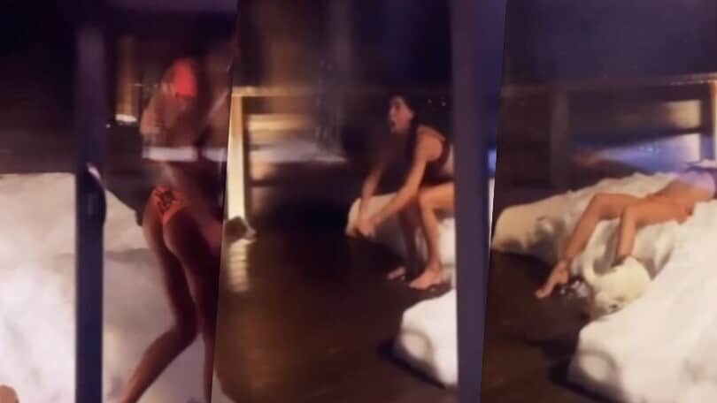 Belen Rodriguez e il tuffo nella neve in...bikini