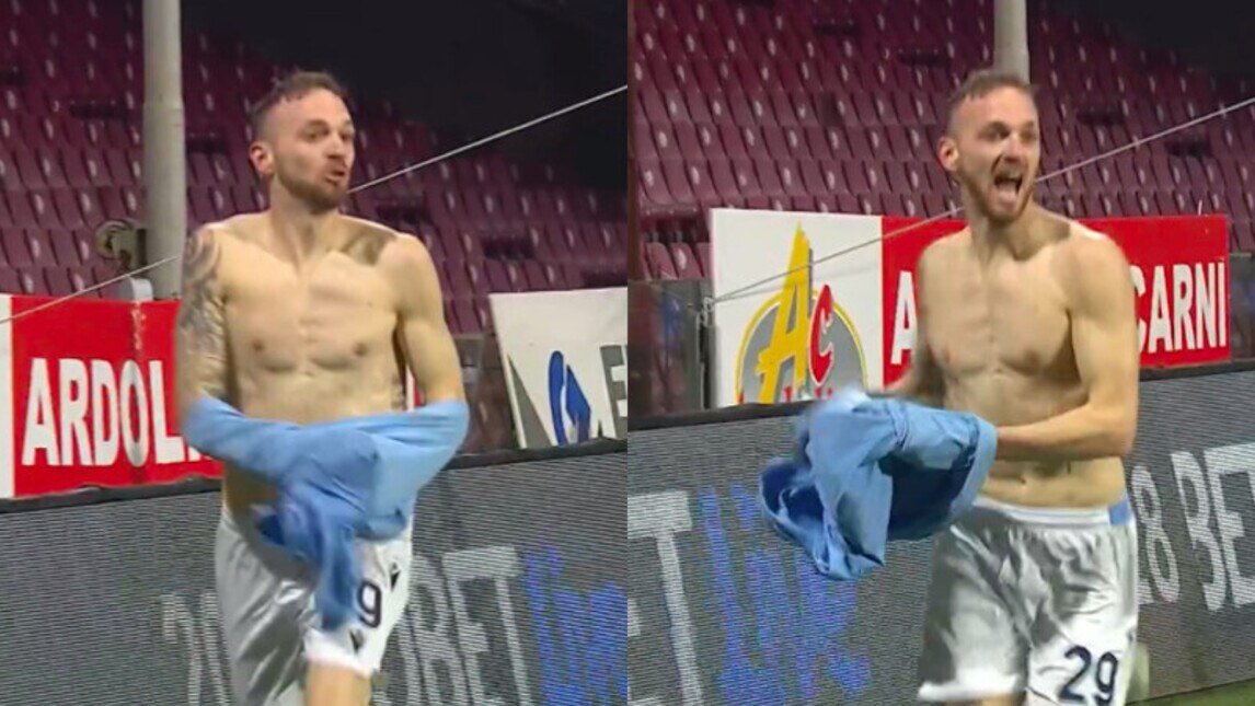Lazzari, esultanza polemica dopo il gol in Salernitana-Lazio