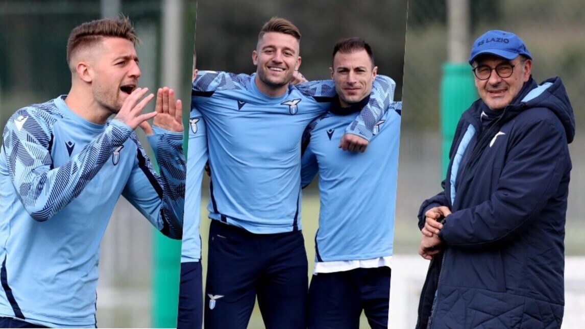 Lazio, la rifinitura tra sorrisi e urla prima del Porto