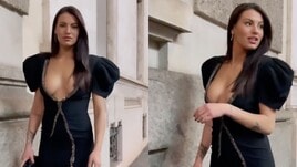 Carolina Stramare e l'abito super sexy per la Milano Fashion Week