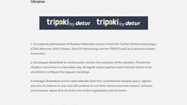 Basket, ufficiale: squadre russe sospese da Eurolega ed Eurocup