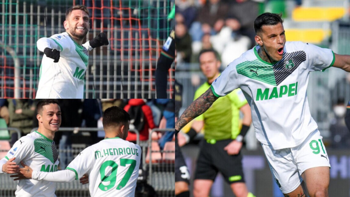 Show del tridente del Sassuolo. Venezia ko 4-1