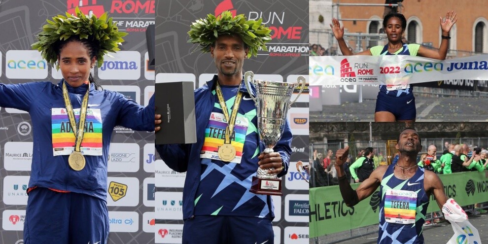 I vincitori della maratona di Roma: che festa sul podio!