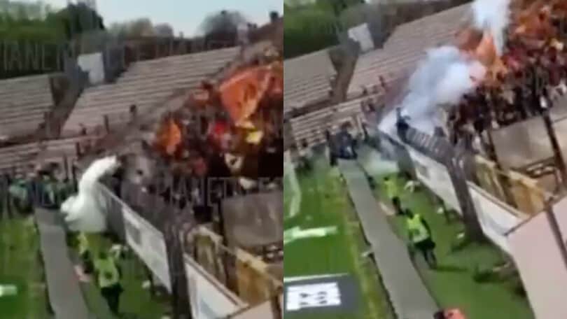 Vicenza-Lecce, il VIDEO della bomba carta che scagiona i tifosi ospiti