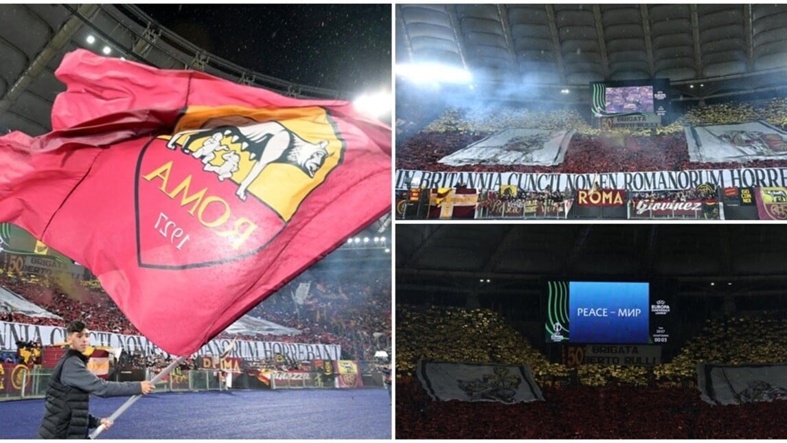 Roma-Leicester: la coreografia mozzafiato della Curva Sud
