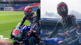 Quartararo, che ingresso sulla Yamaha M1 nello stadio del PSG!
