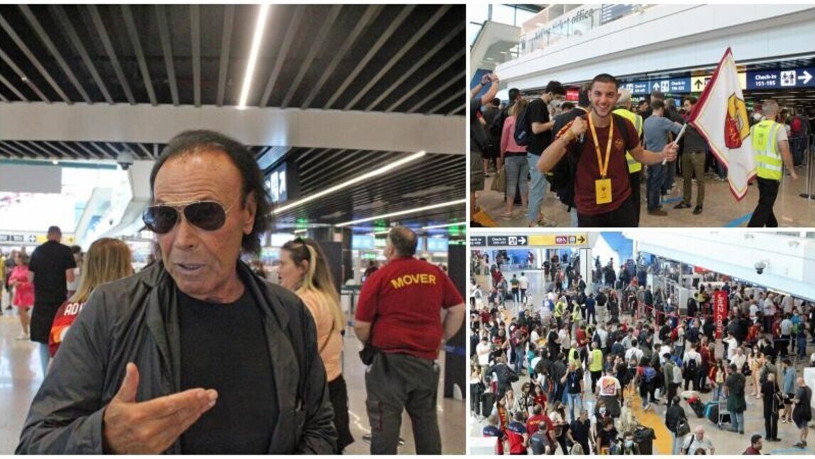 Roma, la carica dei tifosi in partenza per Tirana: c'è anche Venditti