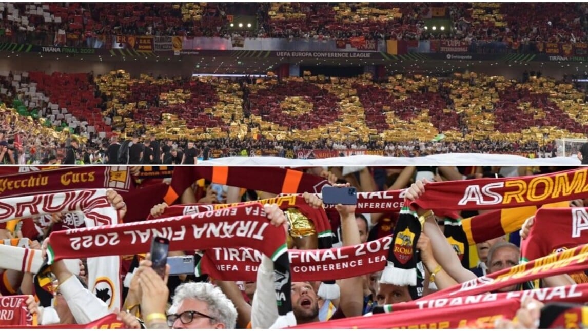 Tirana chiama Olimpico, i tifosi della Roma sono uno spettacolo