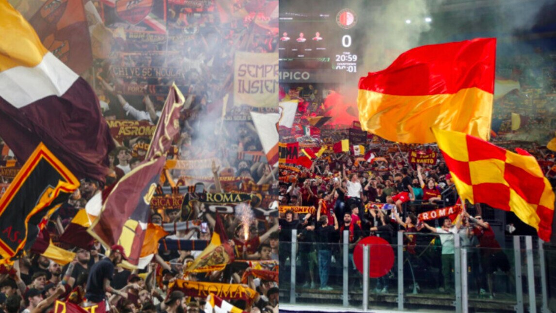 Roma, clima incandescente all'Olimpico: tifosi scatenati